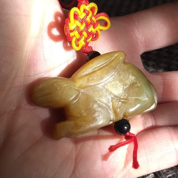 vintage 70s jade bunny rabbit dangler lanyard charm - Picture 3 of 7